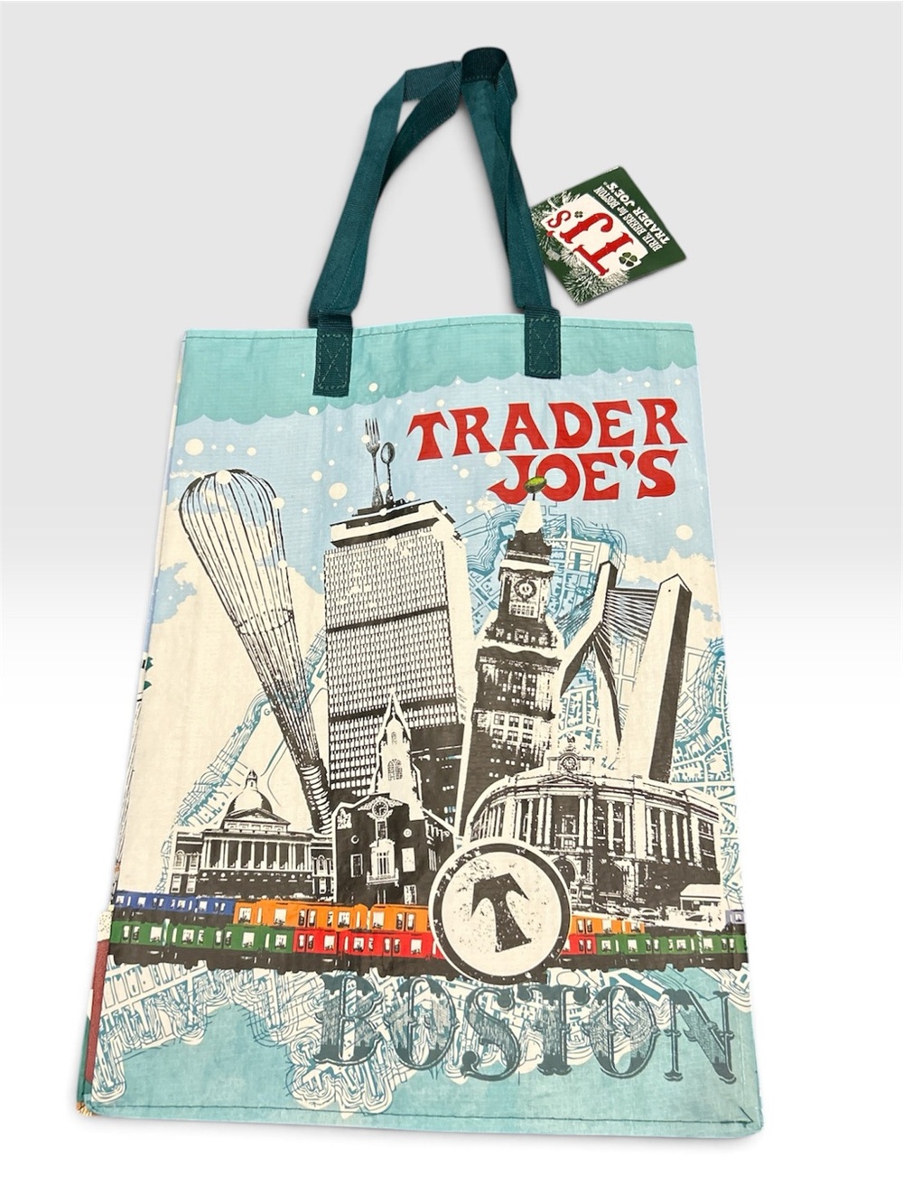 Trader Joe’s 2024 Boston Reusable Tote Bag - Teal Accent